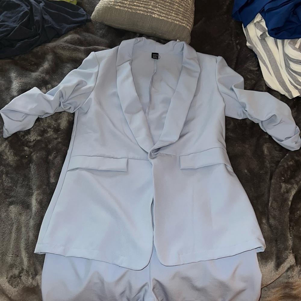 Light Blue Pantsuit.